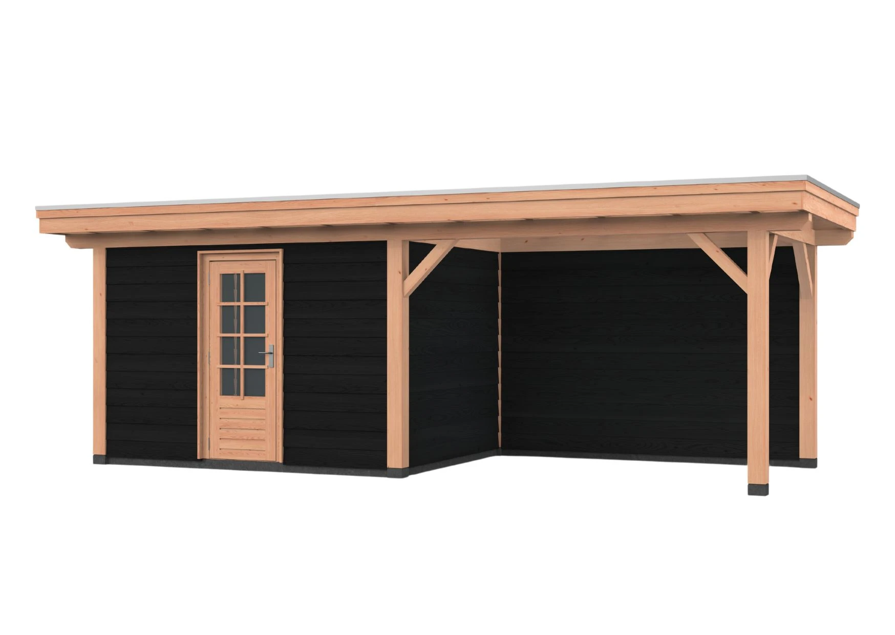 Douglas overkapping, 700 x 300, met schuur en achterwand, Westwood Vrijbuiter - Afbeelding 3